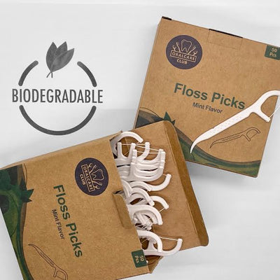 Biodegradable, corn starch, flossers. 50 per box (2-Pack)