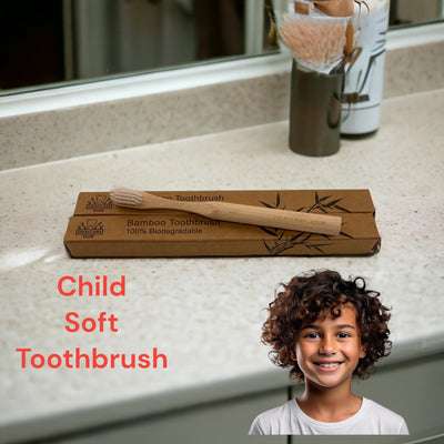 Child sized, Soft, Biodegradable, Bamboo Toothbrush (2 Pack)