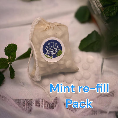 REFILL - Mint Flavored, Toothpaste Tablets, In Muslin Bag (120 total tabs)